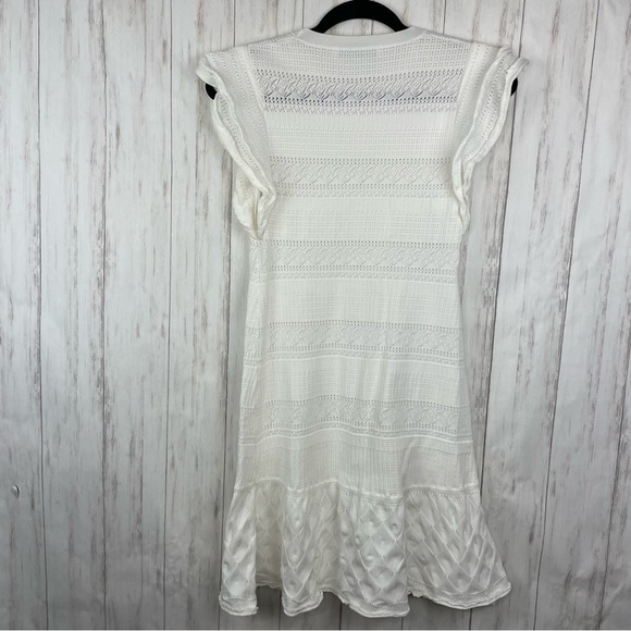 Zara Pointelle white embroidered ruffle dress Medium - Picture 9 of 11